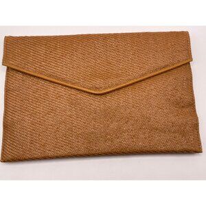 Women's Shirl Miller LTD Tan Vinyl Clutch Purse Handbag Evening Retro USA‎ MOD